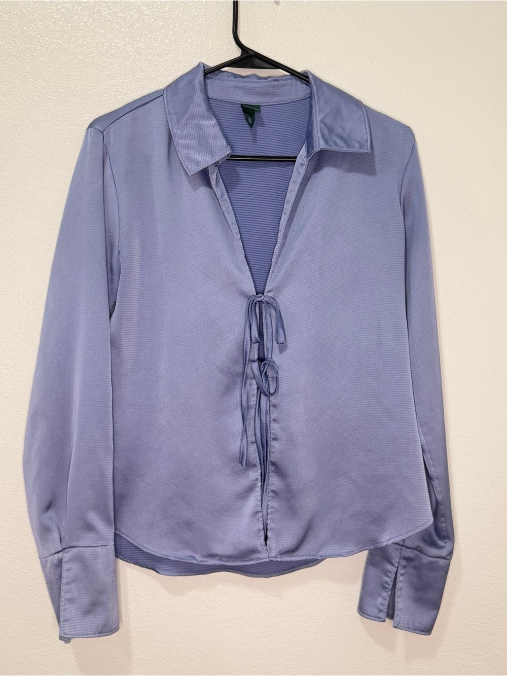 Target Light Blue/Purple Tie-Front Satin Blouse